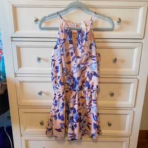 Blue and pink floral romper